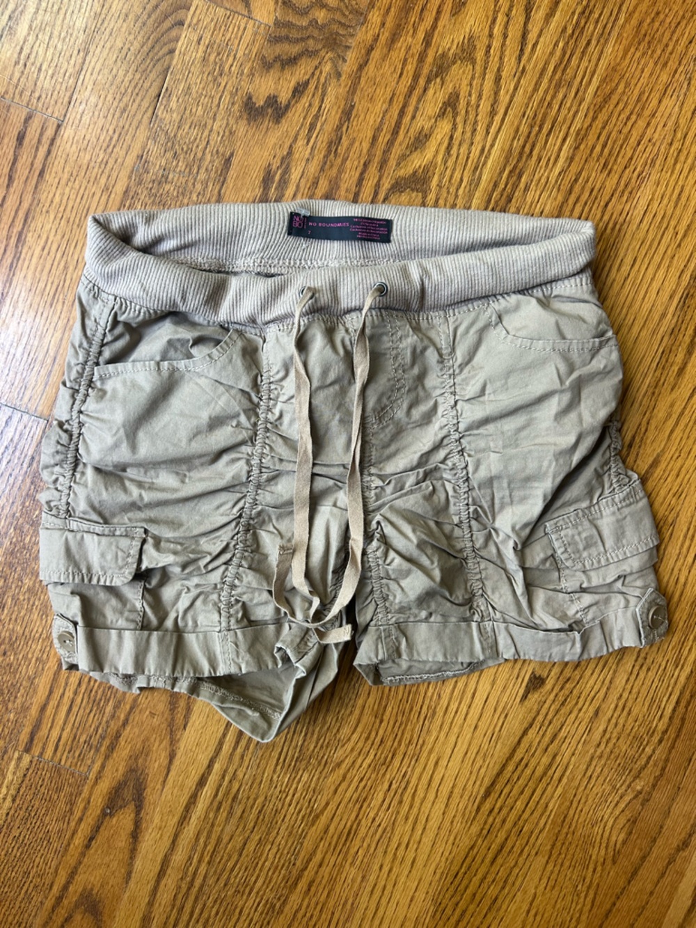Women's Khaki Drawstring Cargo Shorts